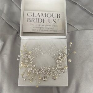 Pearl & Crystal Bridal Hair Comb - Ivory/Silver